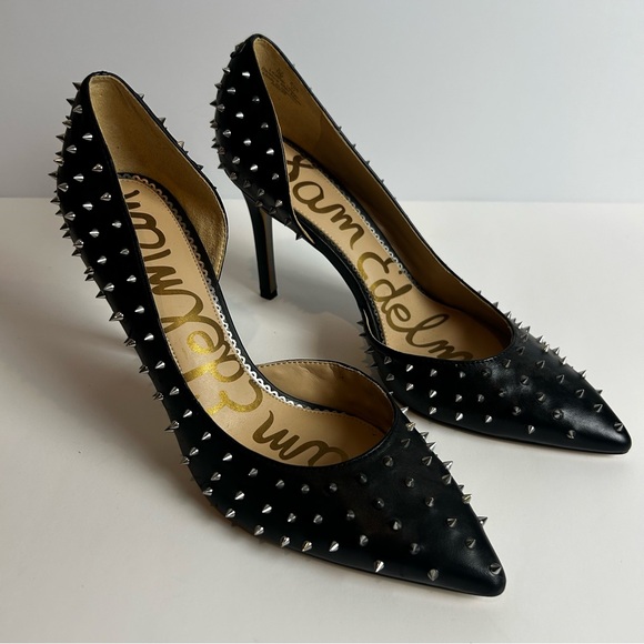 Sam Edelman Shoes - Sam Edelman Hadlee d'orsay pumps black leather with silver tone spike studs 11